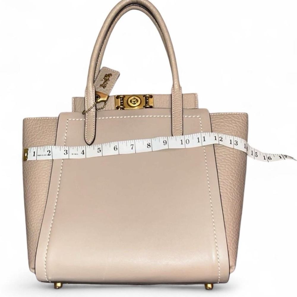 Coach Turnlock Leather Satchel Top Handle Bag Beige - Picture 8 of 8